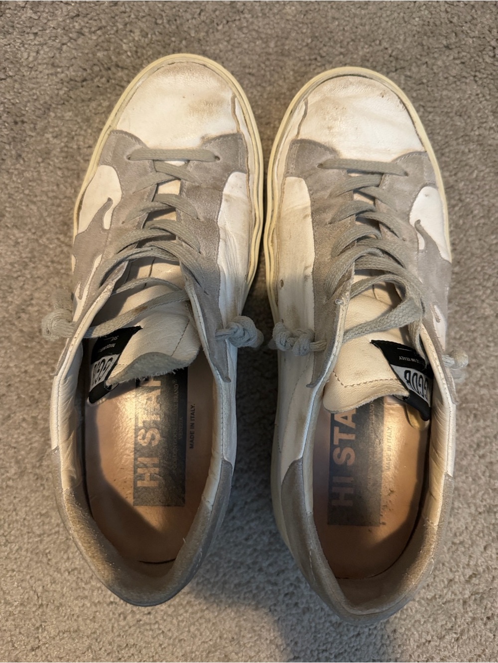 Golden Goose White and Gray Low-Top Sneakers